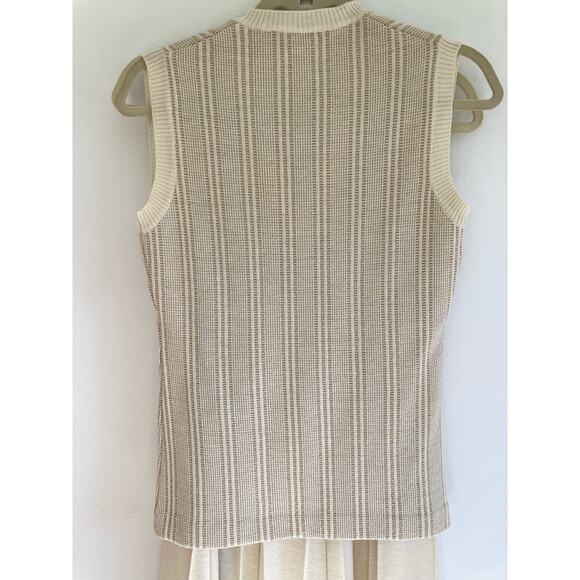 Gino Paoli 1960s Cream & Gold Knit Two-Piece Set Pleat Skirt + Top Mint Vintage - Picture 9 of 15